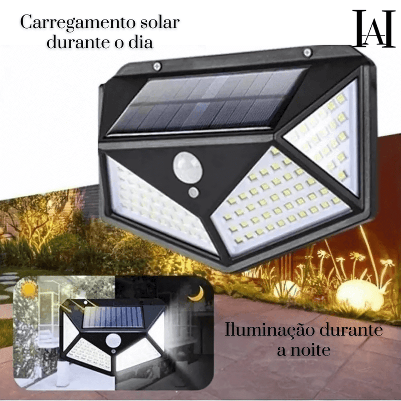 Sol Power: Luminária SOLAR ECOLÓGICA com SENSOR DE MOVIMENTO - 109 LEDs