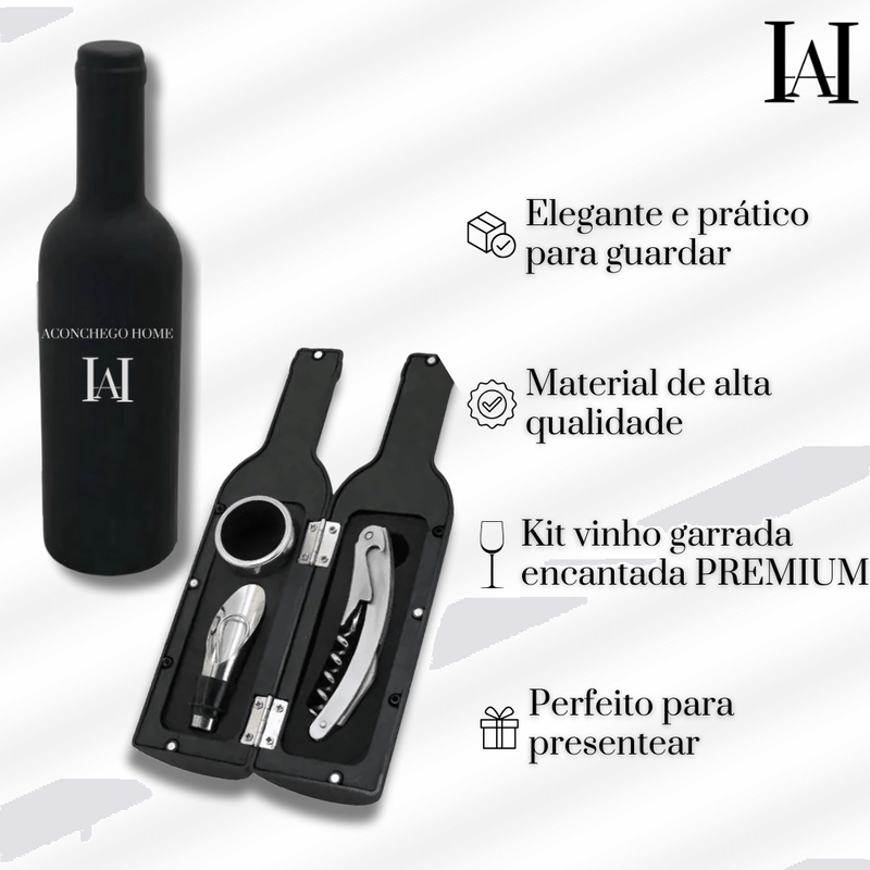 Kit vinho GARRAFA encantada PREMIUM - 3 PEÇAS