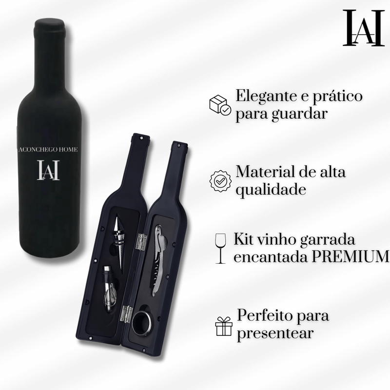 Kit vinho GARRAFA encantada PREMIUM - 4 PEÇAS