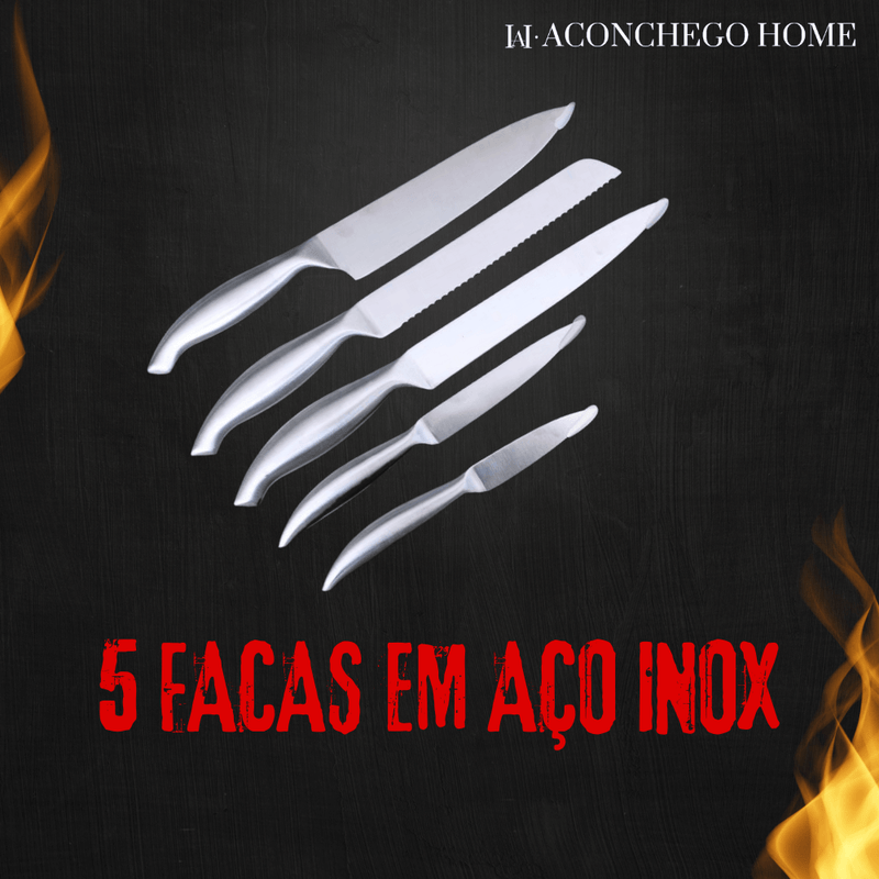 Maleta com jogo de facas - 5 PEÇAS em AÇO INOX