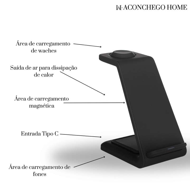Estação de carregamento por INDUÇÃO 3 em 1