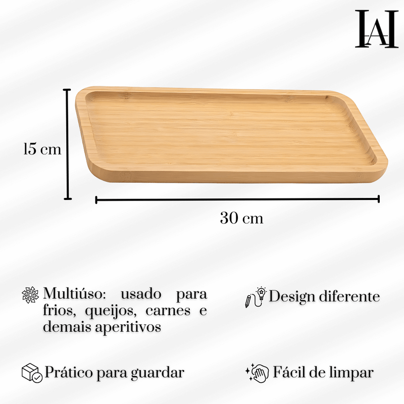 Petisqueira RETANGULAR 30 x 15cm - Linha BAMBU