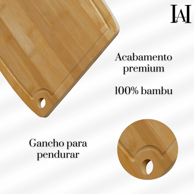 Tábua de corte com CANALETA  33 X 24 cm - Linha BAMBU