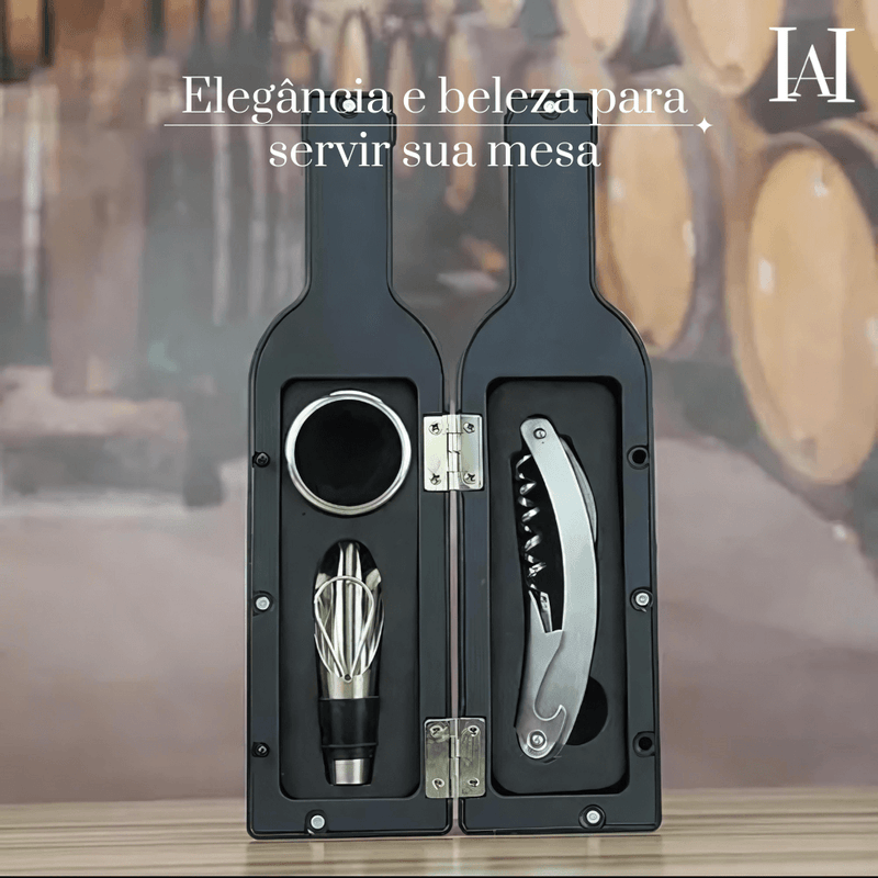 Kit vinho GARRAFA encantada PREMIUM - 3 PEÇAS