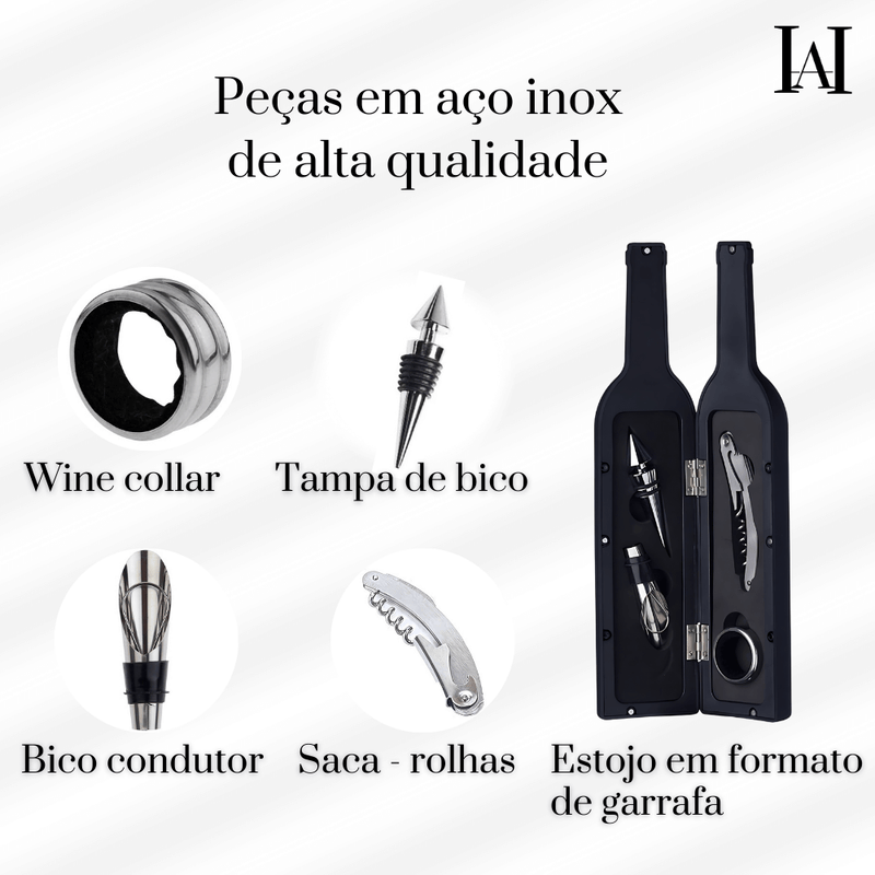 Kit vinho GARRAFA encantada PREMIUM - 4 PEÇAS