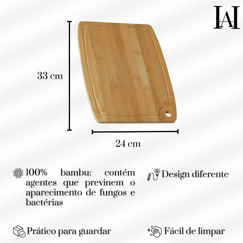 Tábua de corte com CANALETA  33 X 24 cm - Linha BAMBU