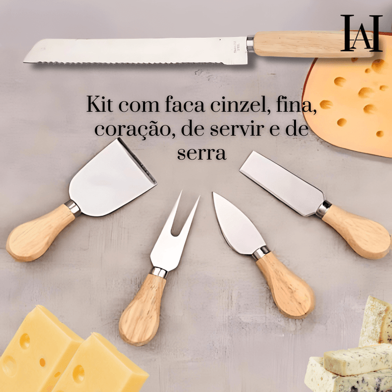 kit de Talheres GOURMET 5 PEÇAS para queijos e frios