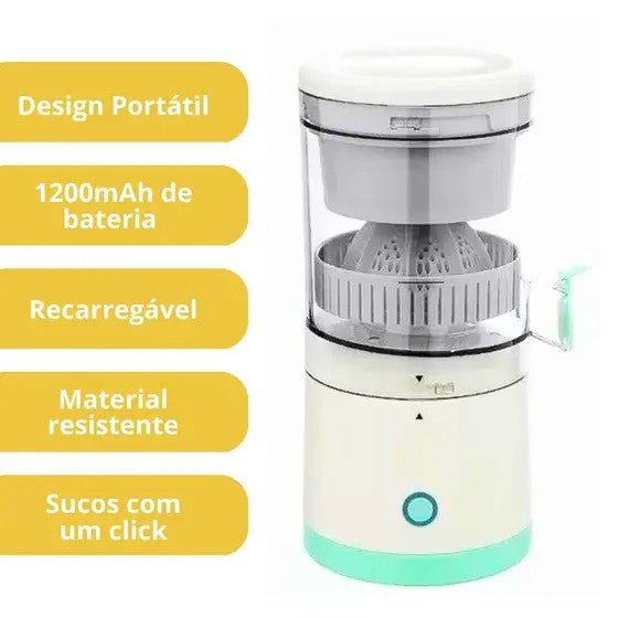 Espremedor Elétrico Recarregável 360°: Sucos Naturais em Qualquer Lugar